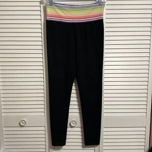 Victoria Secret Black Leggings with Rainbow striped waist!!